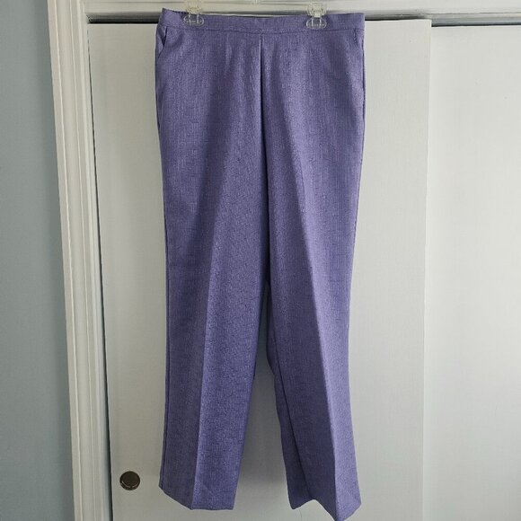 Alfred Dunner Elastic Waist Purple 16 Proportioned Dress Pants NWT - Picture 1 of 7